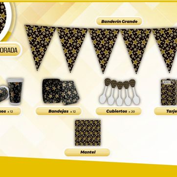Imagen del producto DECORACIÓN ESTRELLA DORADA FONDO NEGRO 