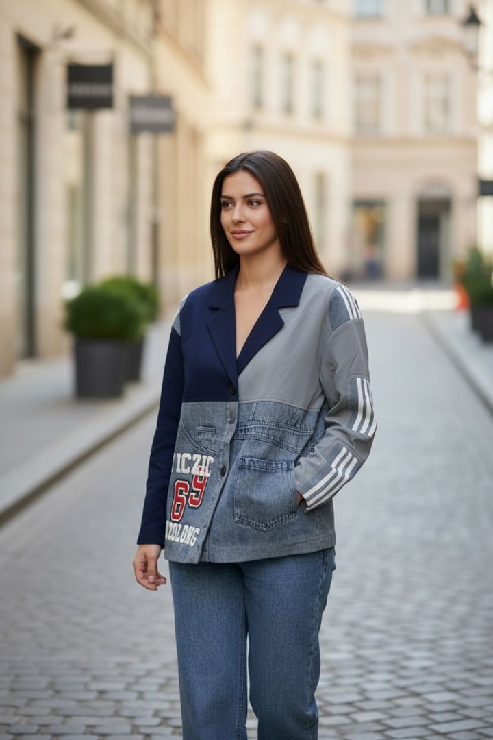 BLAZER MIX GREY AZUL