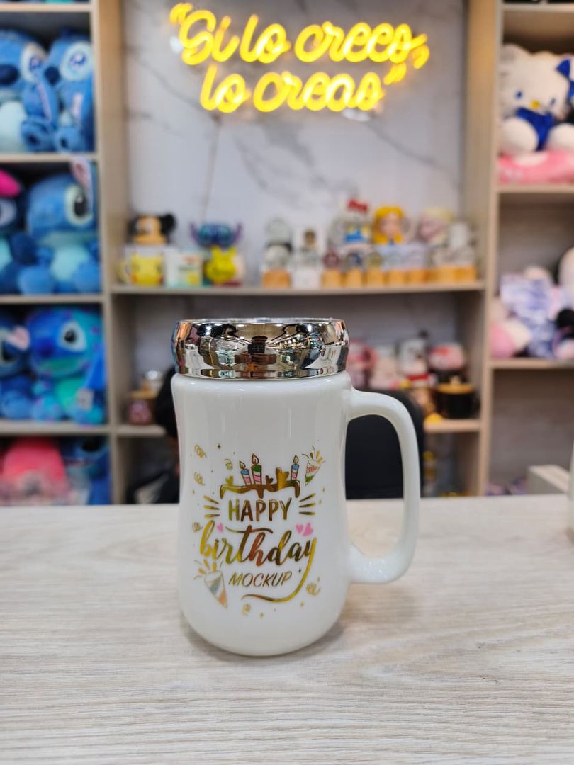 MUG TAPA ESPEJO  FELIZ CUMPLEAÑOS