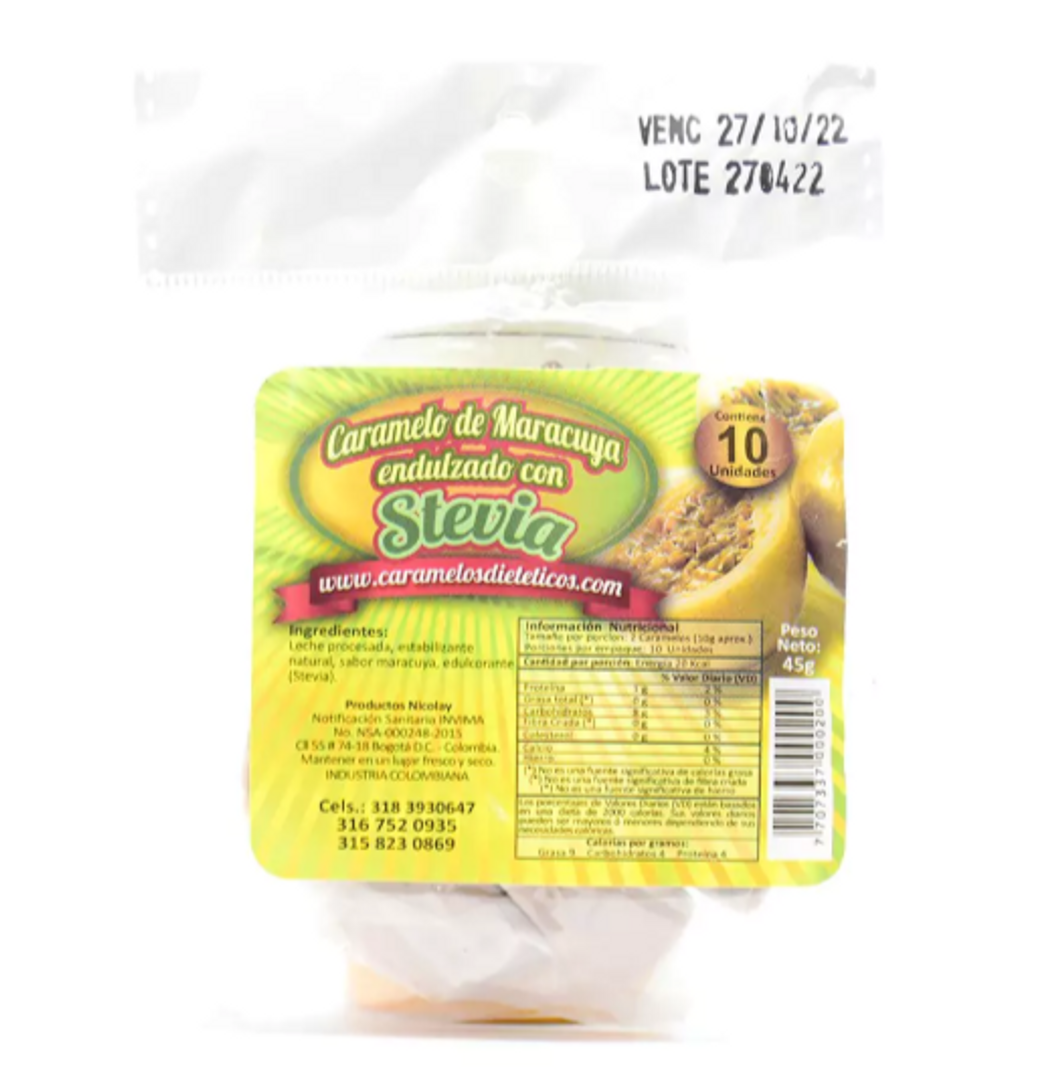 CARAMELO DIETETICO MARACUYA X 10 UND