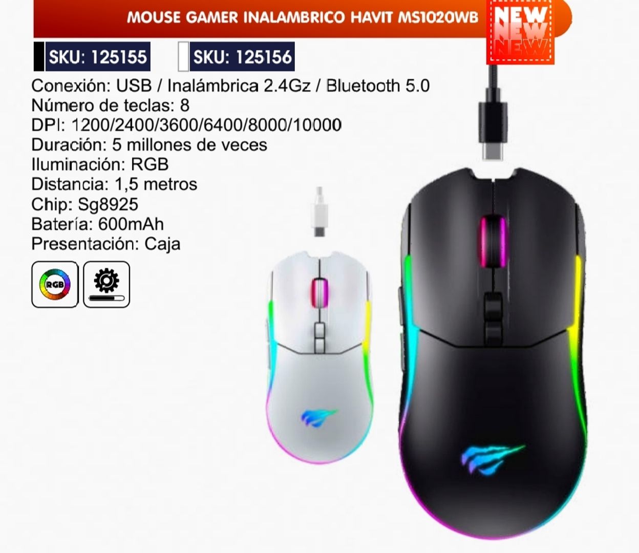 MOUSE GAMER INALÁMBRICO HAVIT 