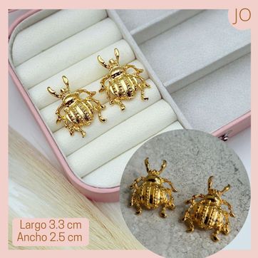 Maxi Aretes Escarabajo Baño de Oro 18 k  - imagen 1