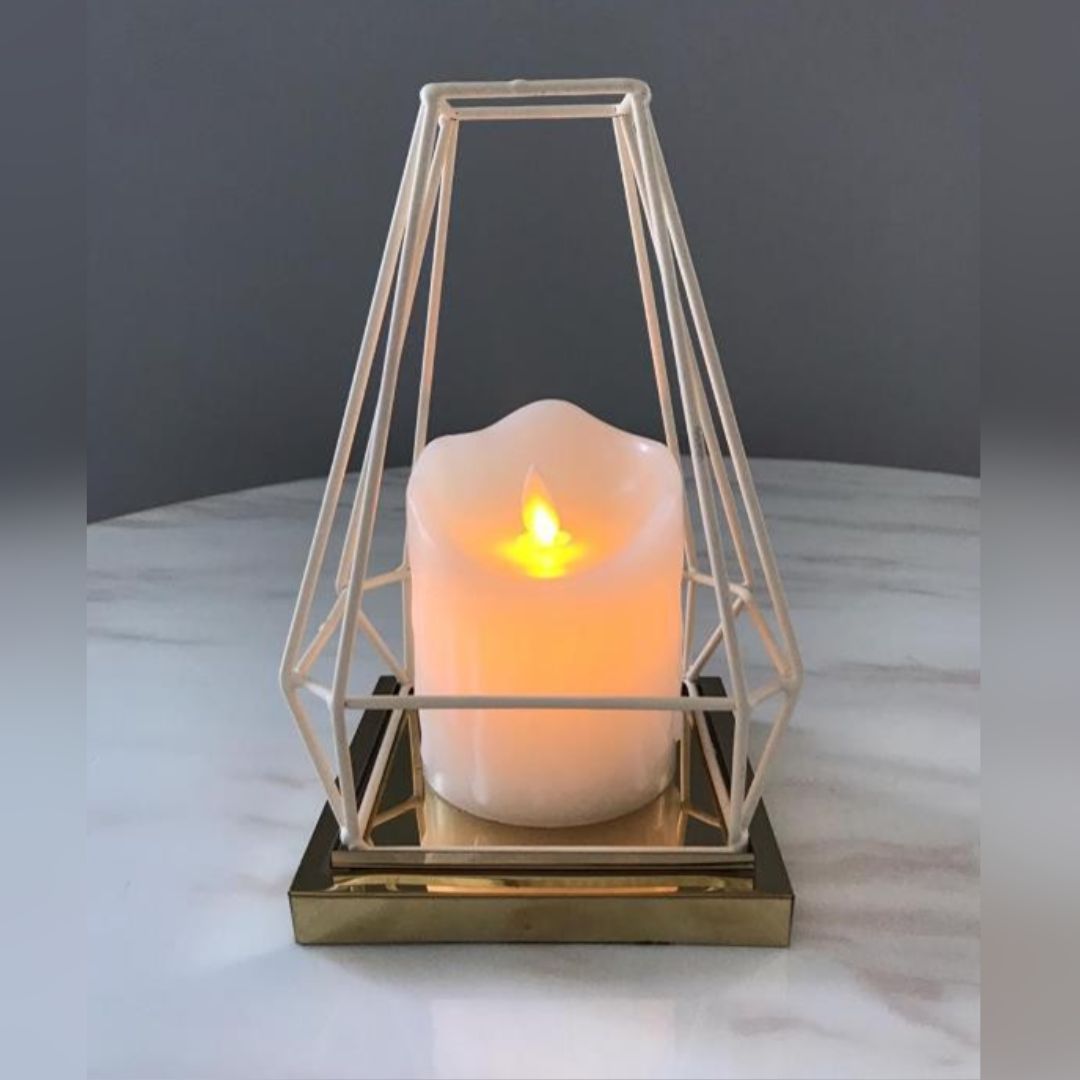 base portavela metal dorada