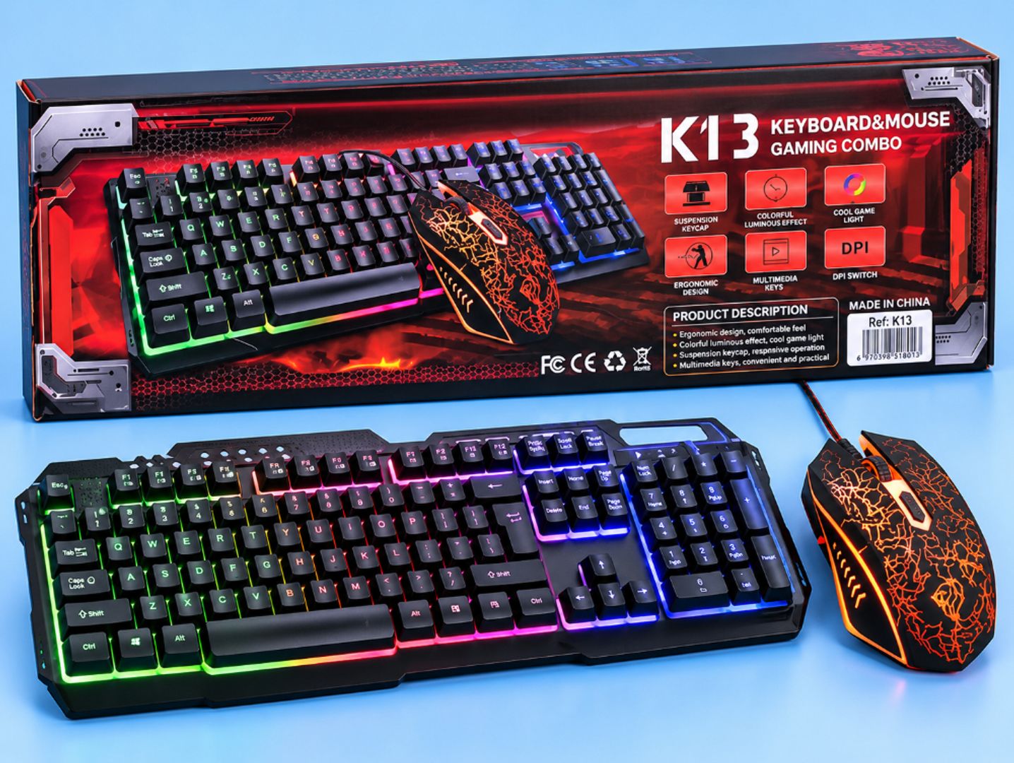 Combo Gamer K13 – Teclado y Mouse con Iluminación RGB