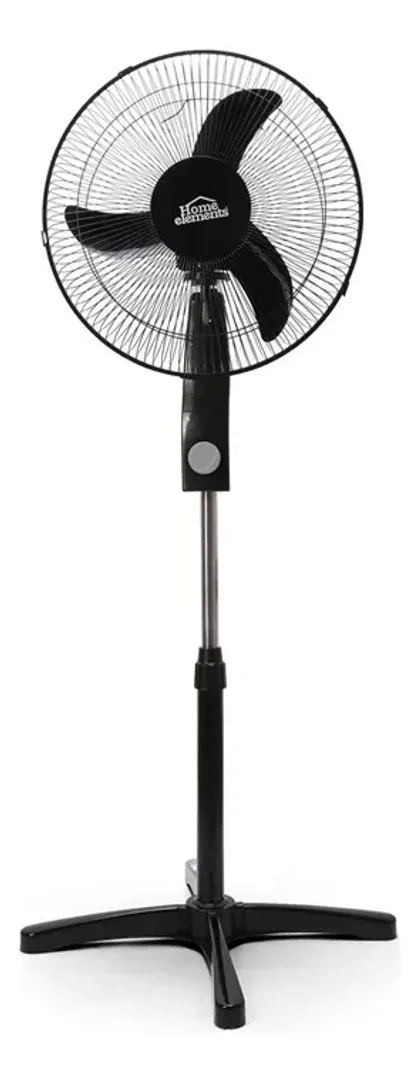 VENTILADOR HOME ELEMENTS DE PIE 16 PULG NEGRO PATA CRUZ