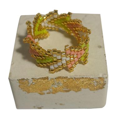 Imagen del producto Anillo tejido en Miyuki sin base patrón zigzag