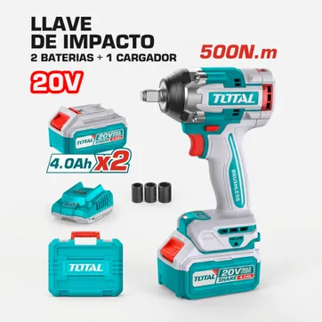 Imagen del producto LLAVE DE IMPACTO 500NM INALAMBRICO 1/2" 20V 4 AH   MALETA