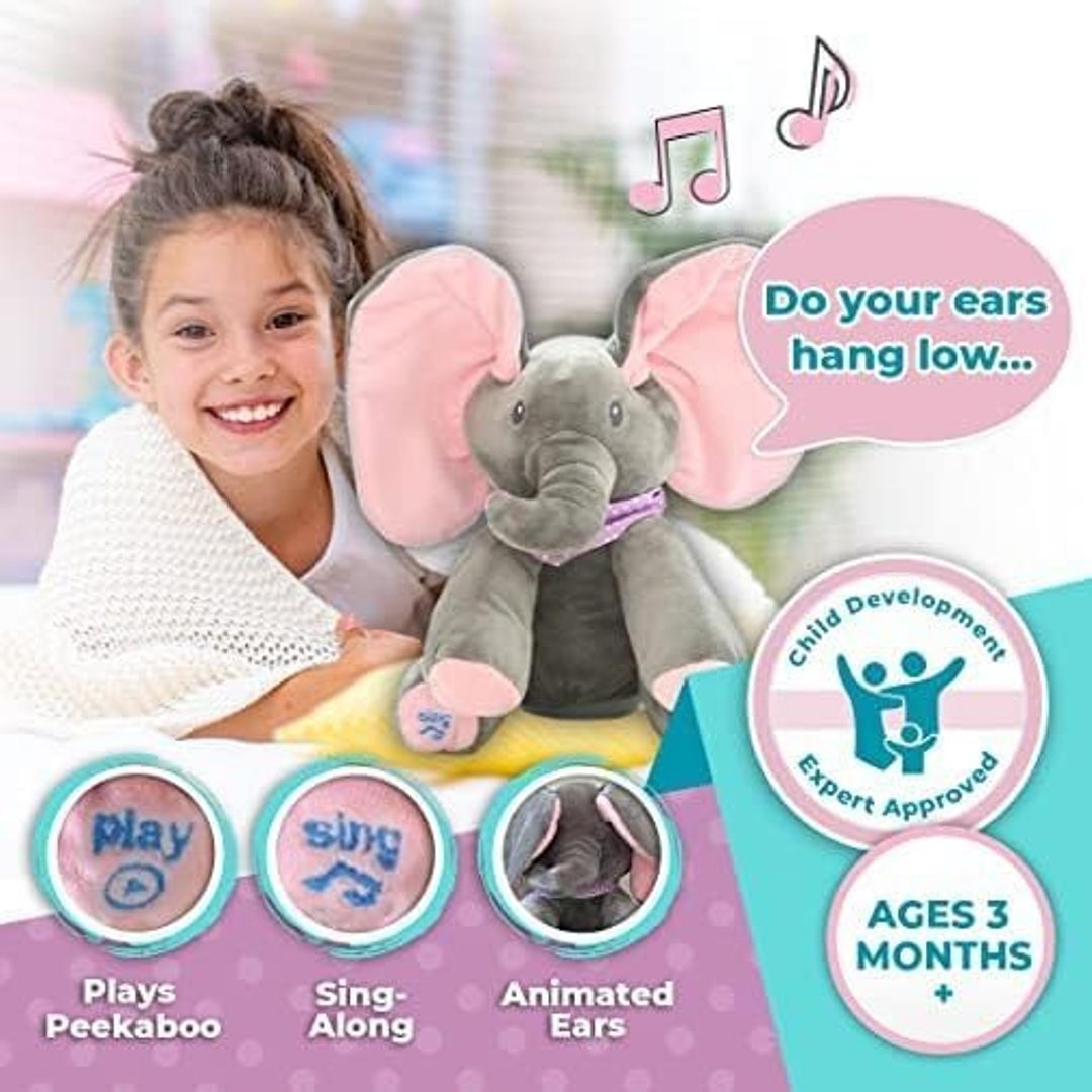 PELUCHE ELEFANTE MUSICAL Y MOVIMIENTO DE OREJAS
