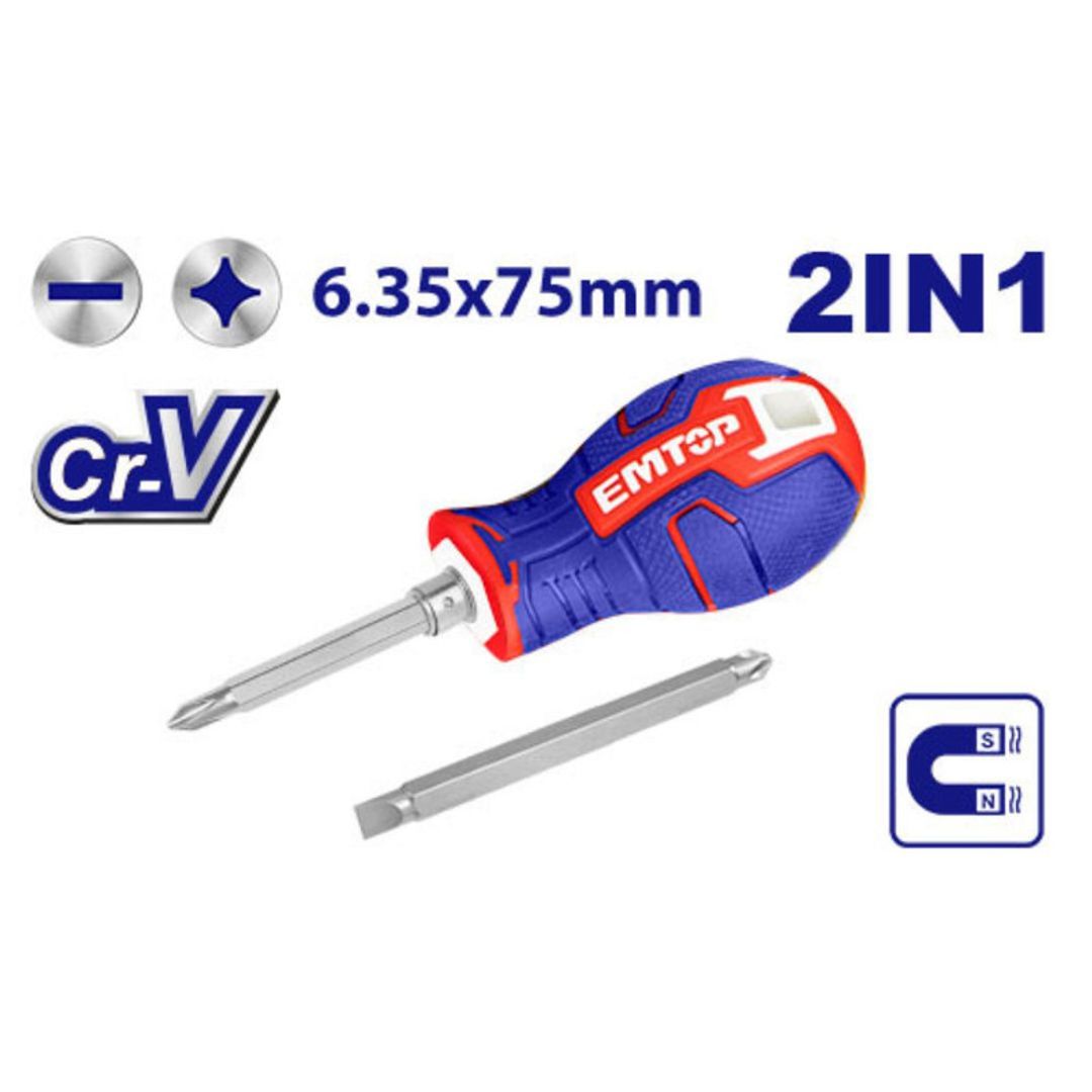 EMTOP DESTORNILLADOR DOBLE PUNTA 7.5 CM