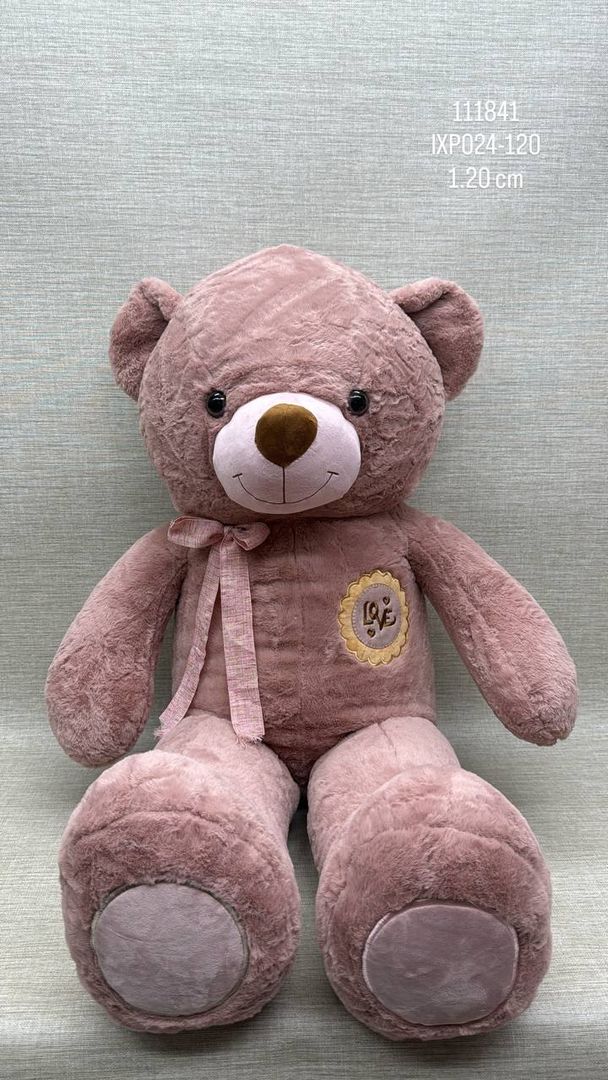 OSO PALO ROSA CON BORDADO LOVE DE 1.20 CM 