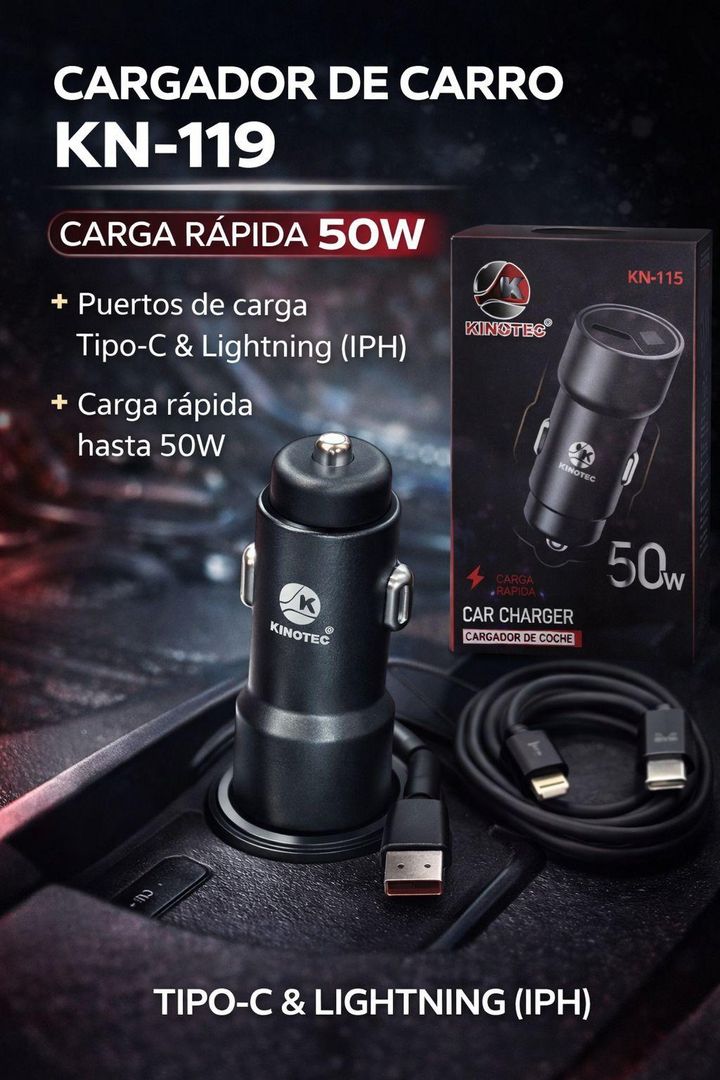 CARGADOR CARRO 2 IN 1 LIGTHING TC