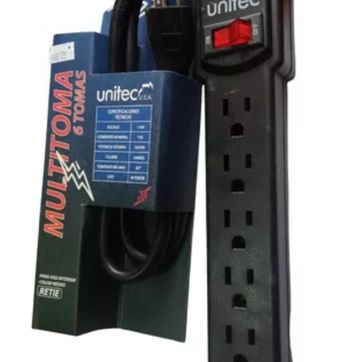 Imagen del producto Multitoma 6 tomas negro Unitec 90cm.