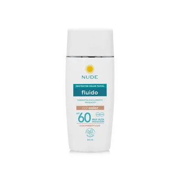 PROTECTOR SOLAR FACIAL FLUIDO SPF 60 CON COLOR 50 ML NUDE - imagen 1