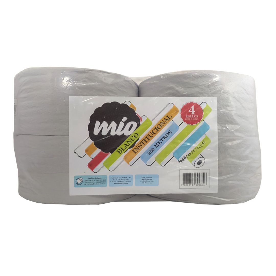 PAPEL HIGIÉNICO MIO JUMBO PACA X 4 ROLLOS X 250 MT