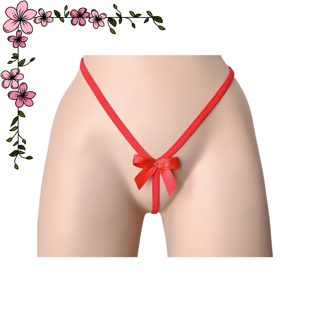 Tanga hilo en T con moño