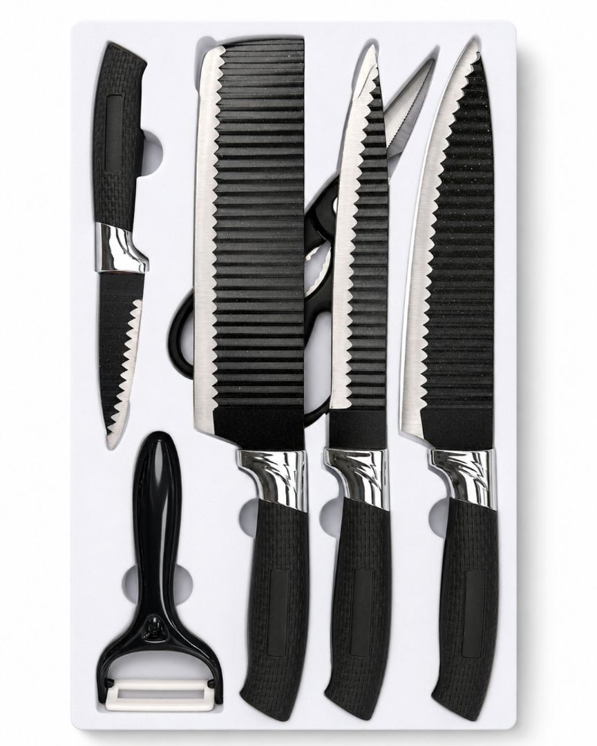 JUEGO SET CUCHILLOS LUJO 6 PIEZAS CON PELADOR