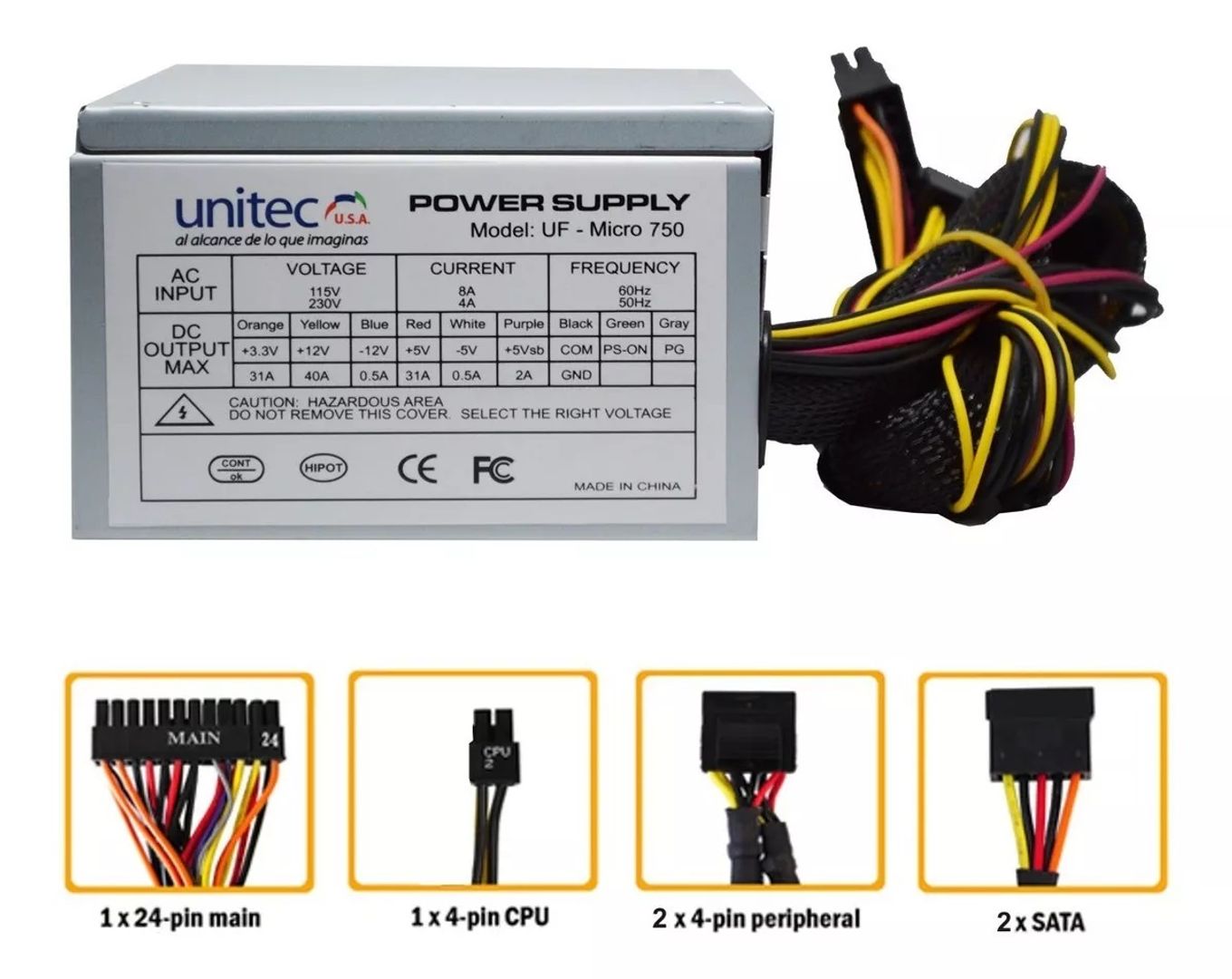 Micro Fuente de Poder Unitec 750W