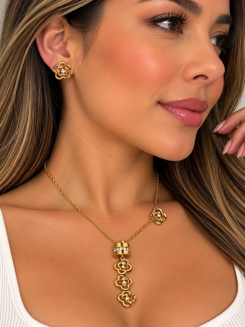 Set collar + aretes acero inoxidable 