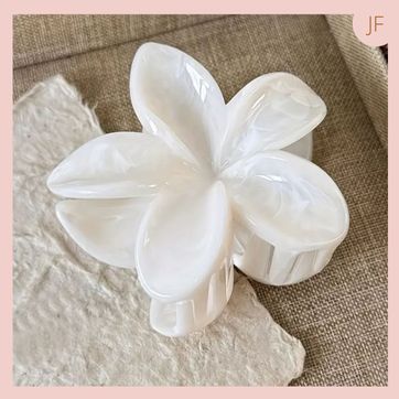 Imagen del producto  Pinza de cabello en Acrílico Blanco Mármolado