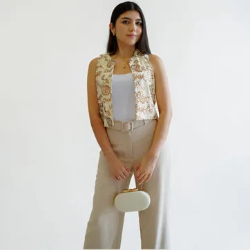 Pantalon beige con correa - imagen 1