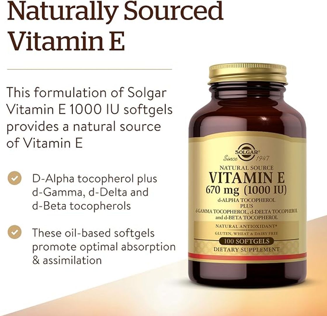 Vitamina E 1.000 IU Cap Blandas de Tocoferol Mixtas 100 Und SOLGAR