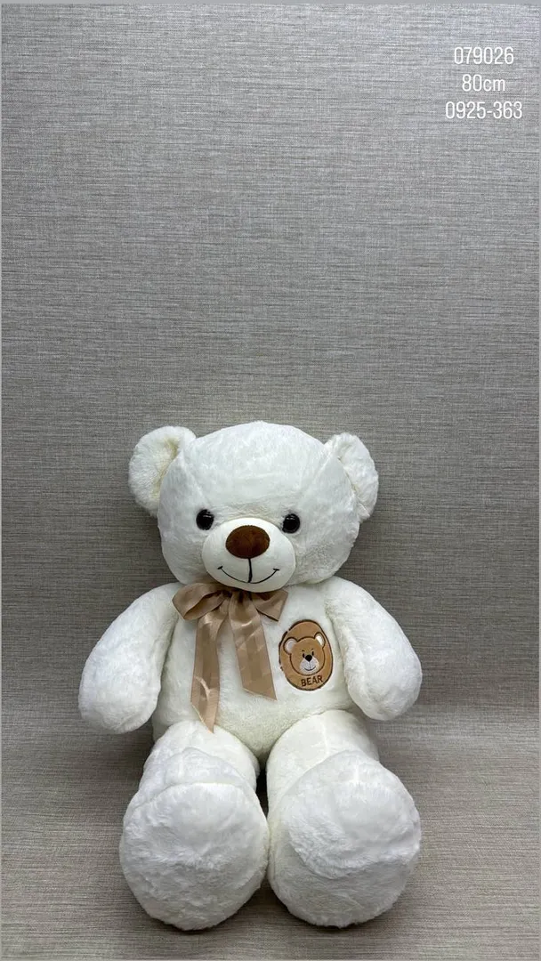 OSO PATAS LARGAS BLANCO CON SELLO 80 CM