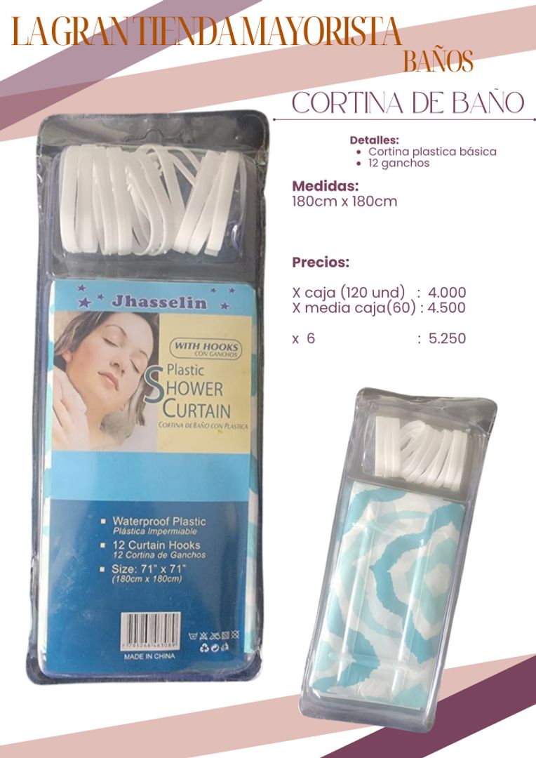 Cortina de baño caja 120 und