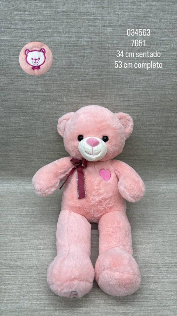 OSO PATAS LARGAS DE CORAZON BORDADO 53 CM 