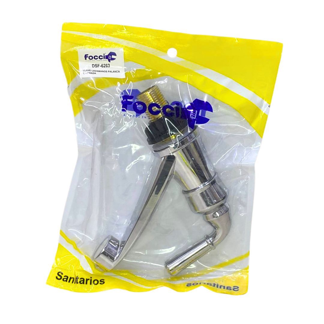 LLAVE LAVAMANOS PALANCA CROMADA FOCCI