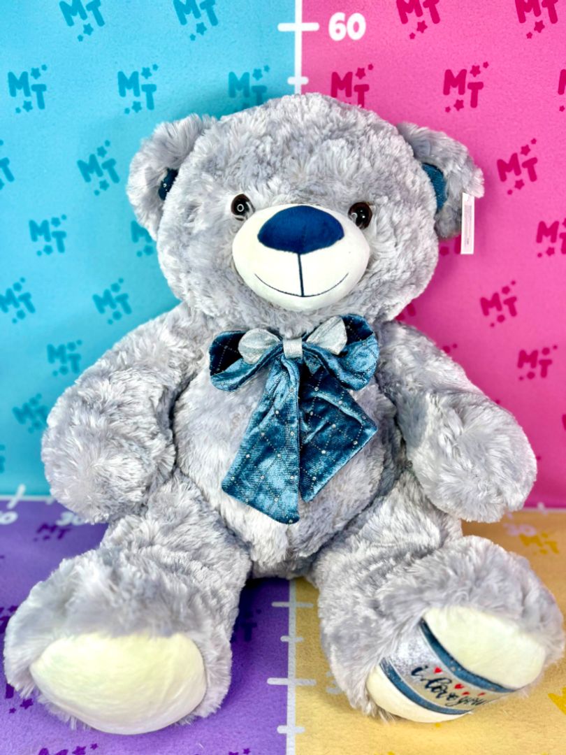 Oso gris buf azul brillos 50cm IGV