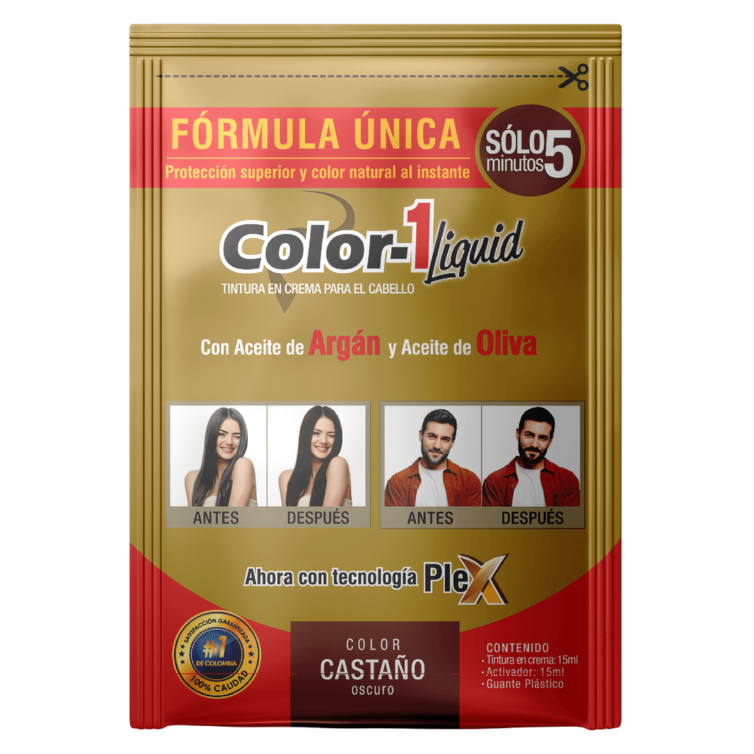 TINTE LIQUID COLOR 1 CASTAÑO OSCURO SACHET X 30ML