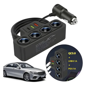 CIGARRERA CARGADOR PUERTOS USB-C CARRO ADAPTADOR ENCENDEDOR - imagen 1
