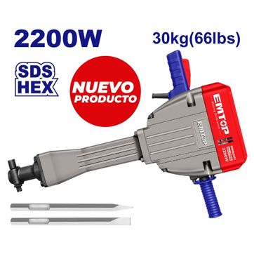 EMTOP DEMOLEDOR 2200W/120V CAP 75J SDS HEX+2 CINCELES PUNTA/PALA - imagen 1