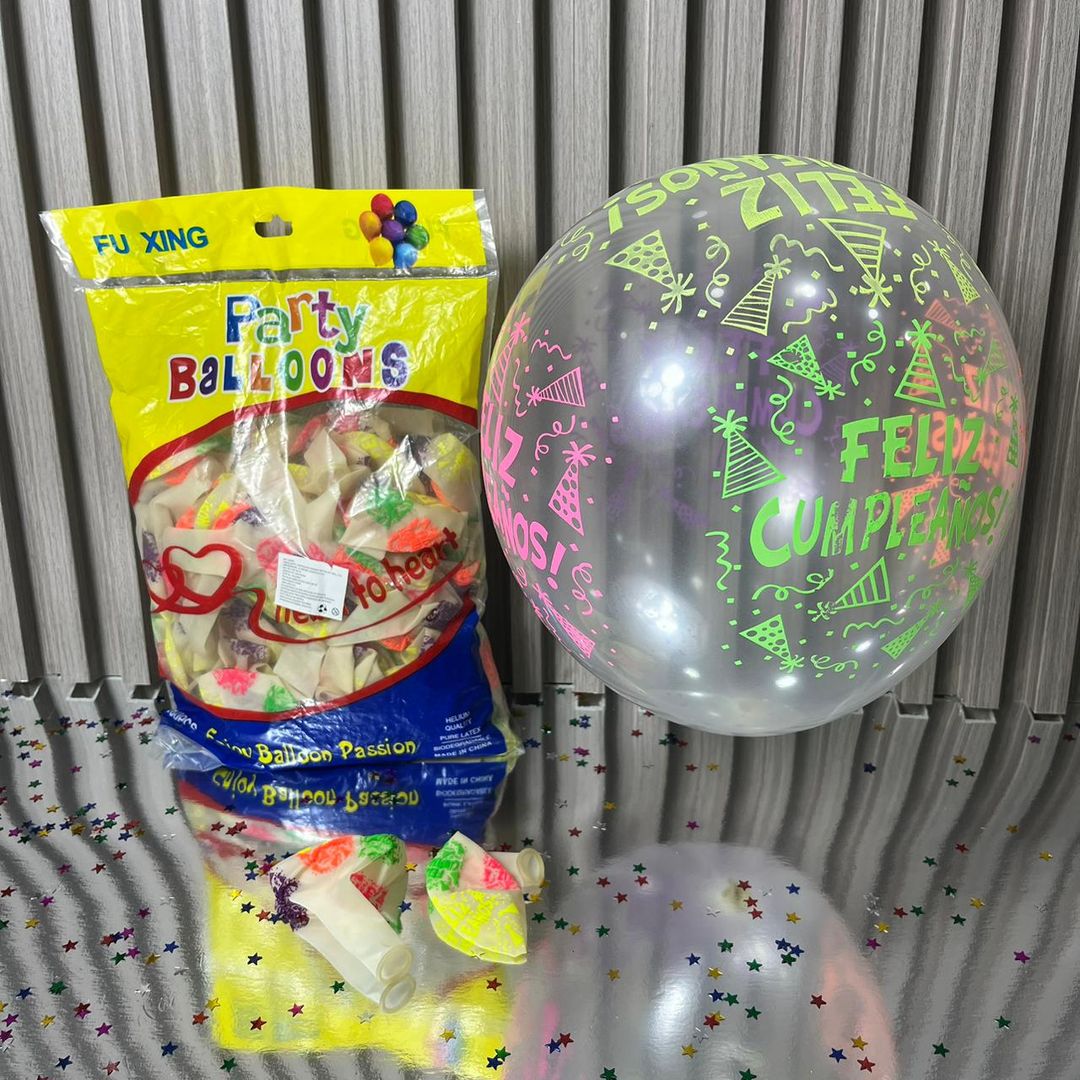 GLOBO X 100 UNIDADES INFINITY R12 FELIZ CUMPLEAÑOS CRITAL