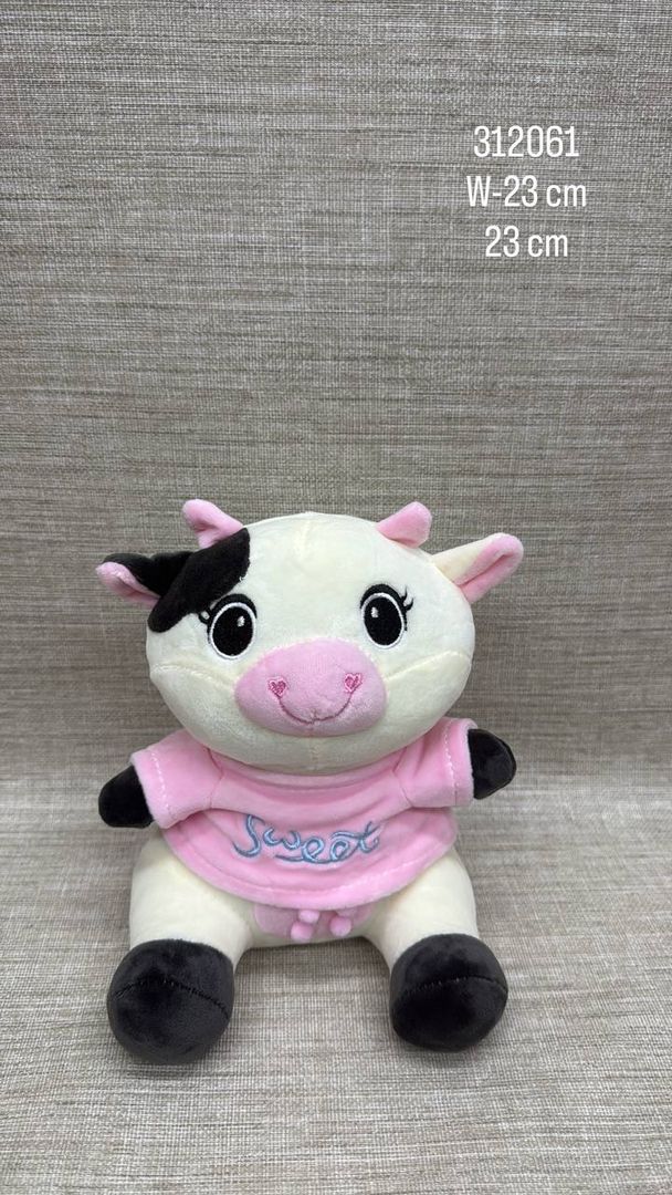 VACA CON CAMISA ROSA 23 CM