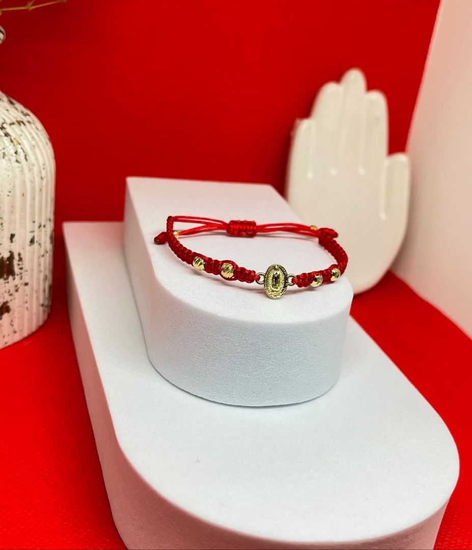 Pulsera tejida virgen guadalupe balin 4mm italy
