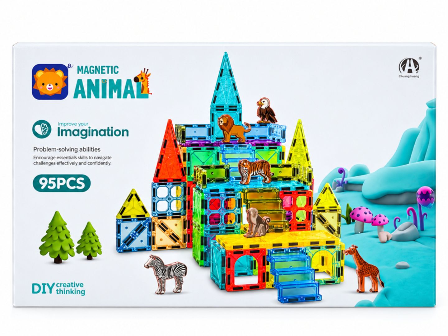 SET DE CONSTRUCCION LEGOS MAGNETICOS Y ANIMALES 95 PCS
