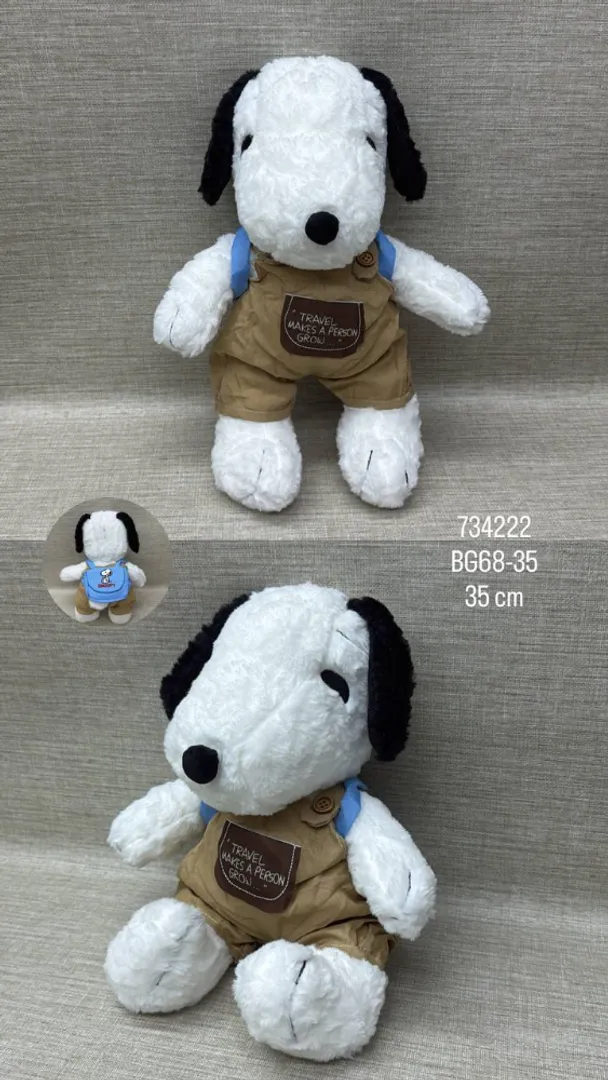 SNOOPY CON OVEROL Y BOLSO 35 CM