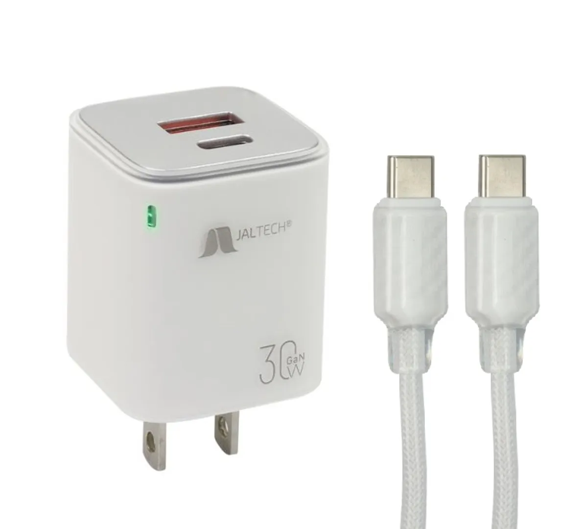 Cargador Jaltech 30W GaN 1 Tipo C y 1 USB