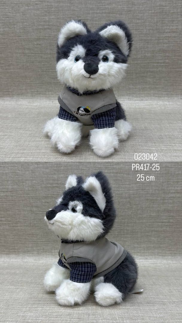 PERRO HUSKY  CON CAMISA DE 25 CM 
