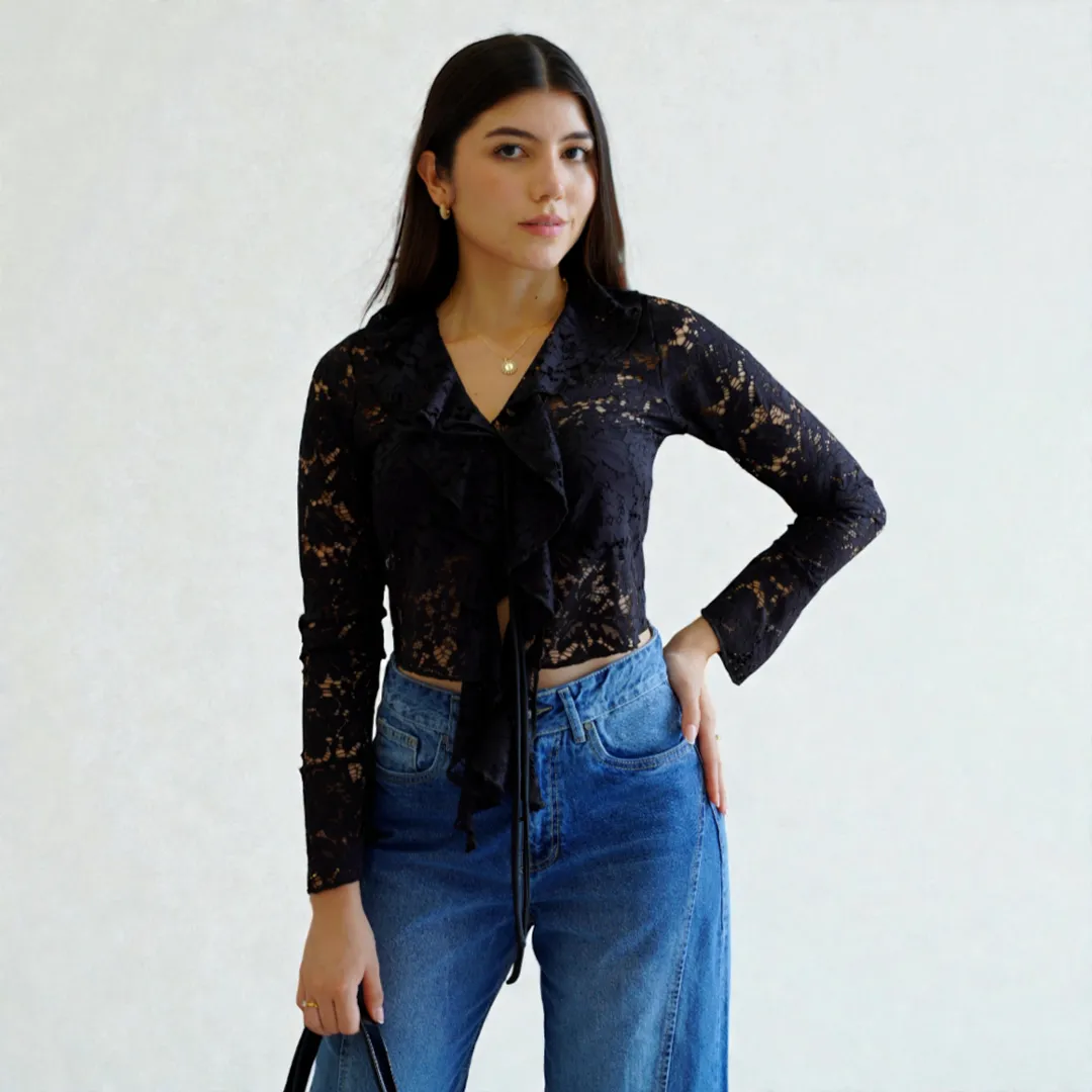 Blusa manga larga encaje