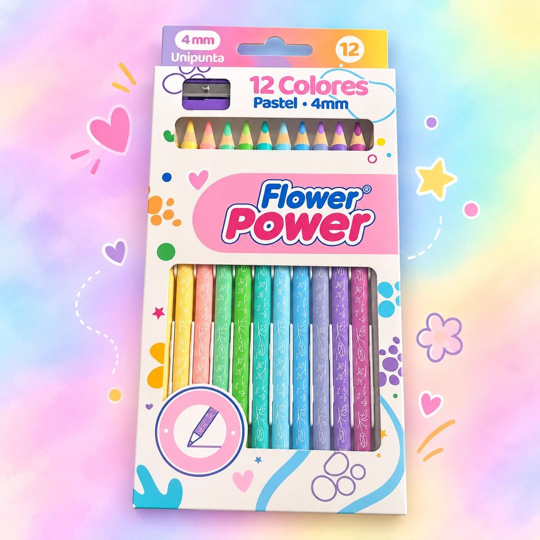 Colore Flower Power Pasteles X 12