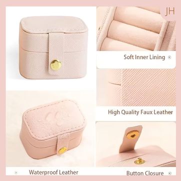 Mini Joyero para anillos Rosa Cuero Pu - imagen 3