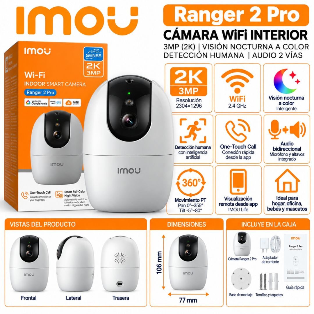  Cámara IMOU Ranger 2 Pro 3MP – WiFi Interior