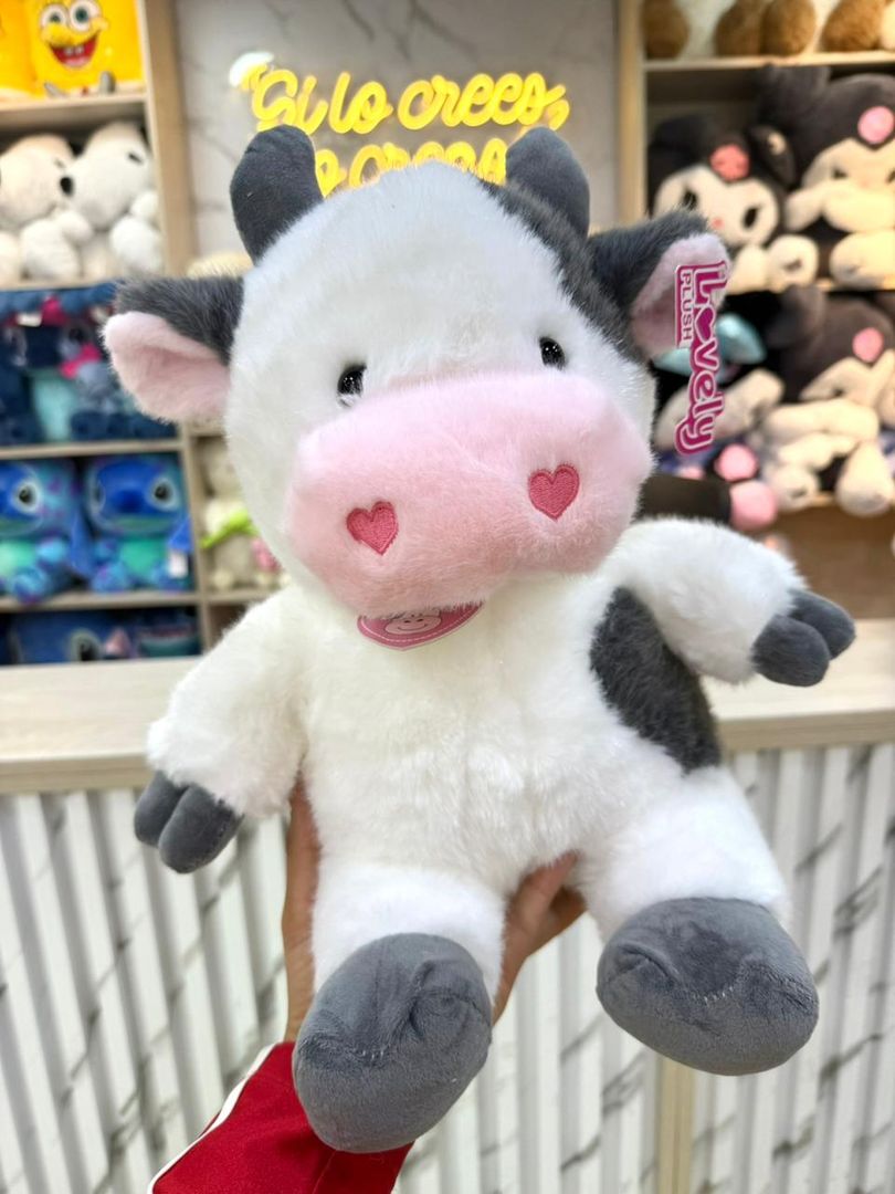 VACA COLLAR CORAZON de peluche 35cm