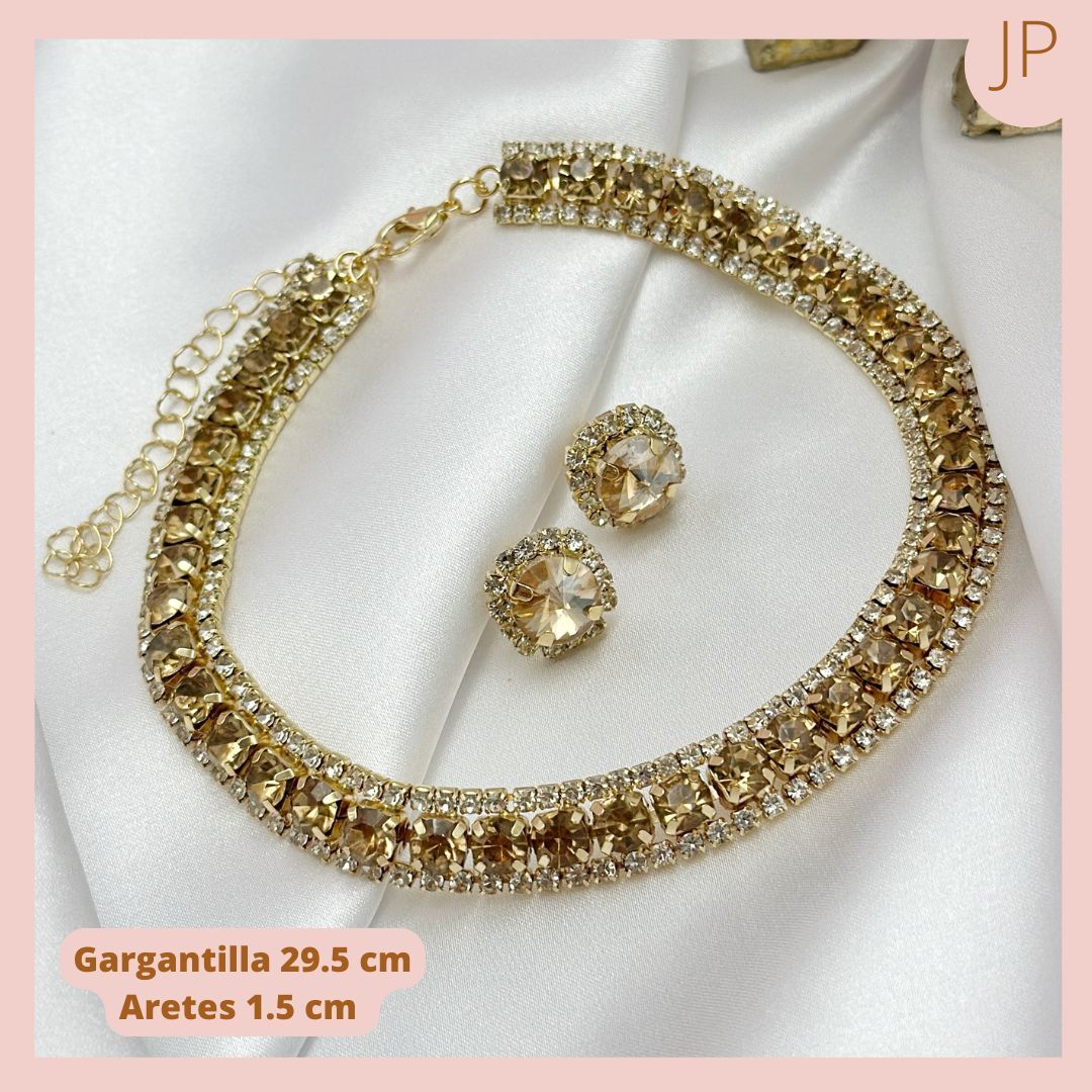 Set Gargantilla + Aretes Champán 