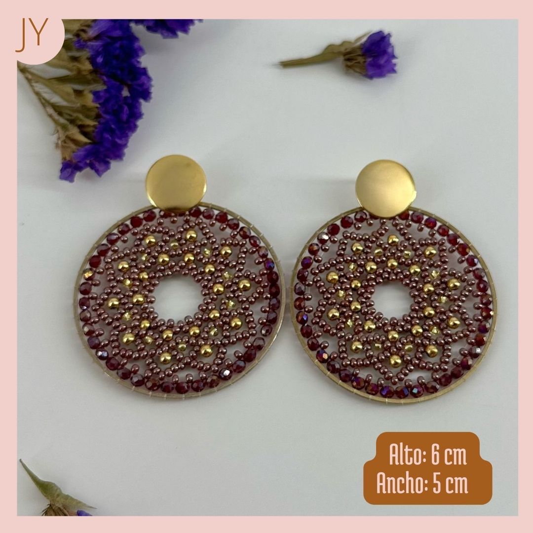MAXI- ARETES TEJIDOS ARTESANALES MANDALA EN ARO 
