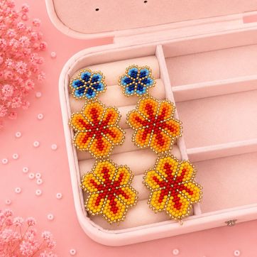 Aretes Largos Tejidos a mano Flores  - imagen 1