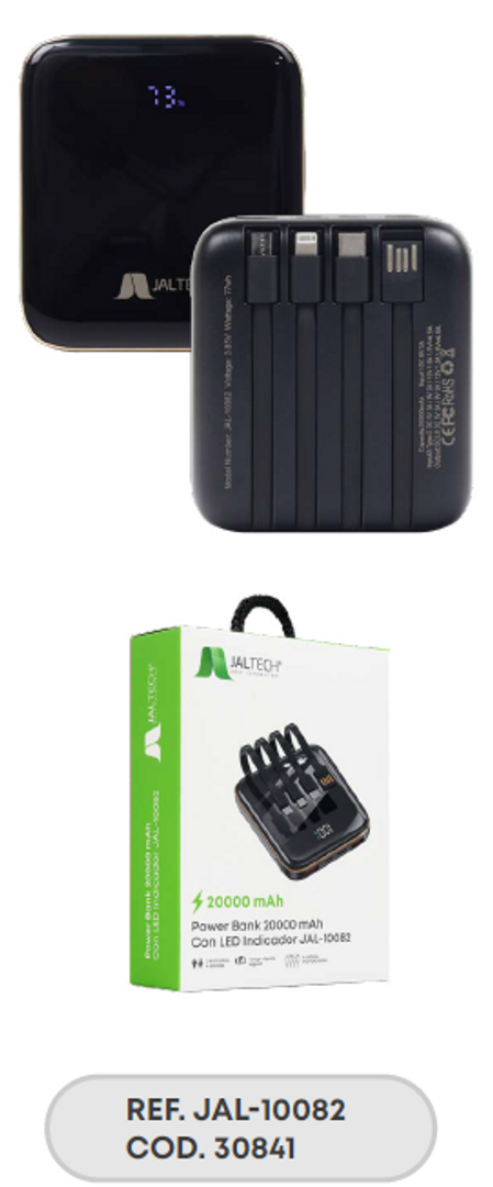 POWER BANK 20000 mAh CON LED INDICADOR JAL-10082