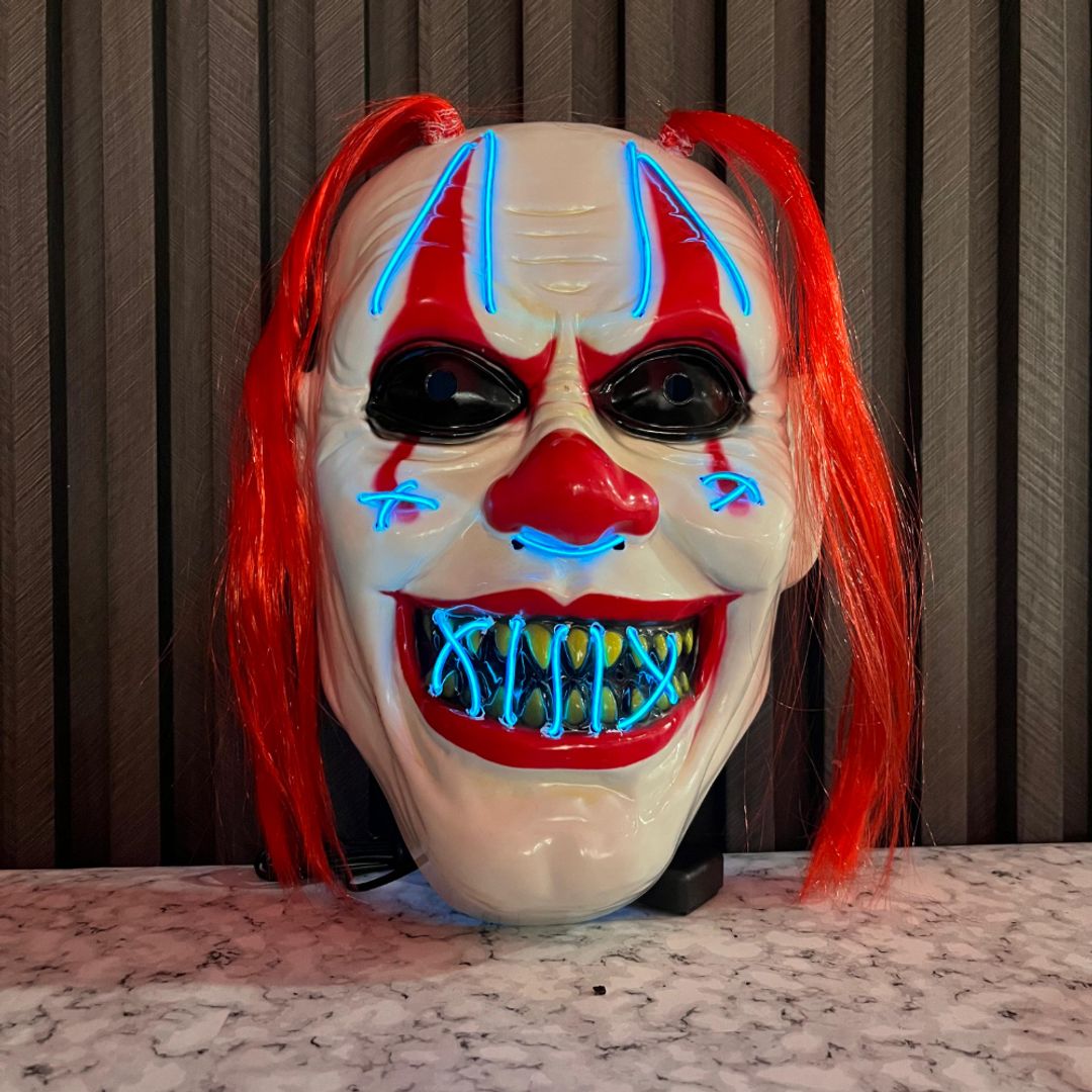 MASCARA PAYASO DE LUZ CON PELO